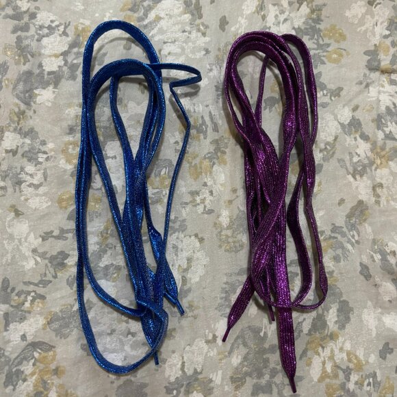 (2) Pairs Glitter Colored Blue Purple Sparkle 42 Inch Shoe Laces Flat - Picture 1 of 2